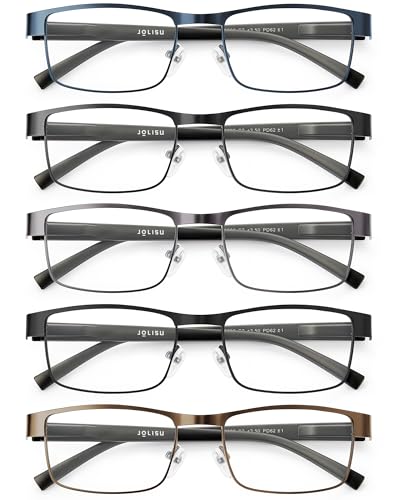 JOLISU 5PCS Reading Glasses Men Blue Light Blocking Computer Metal Thin Frame Readers For MensWomen175